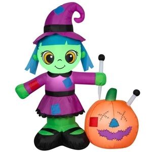 Witch First Hex 4.5 Airblown Inflatable Light Up Outdoor Halloween Holiday Decor